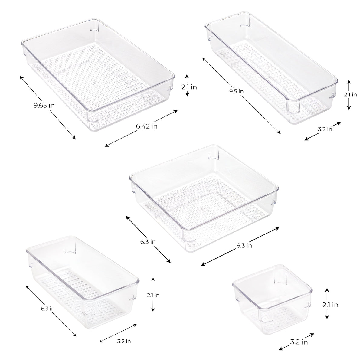 Mainstays 10-Piece Organizer Set Clear Plastic for Bathroom Storage