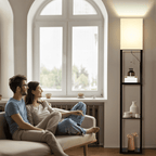 SUNMORY 63'' Floor Lamps with Shelves, Home Standing Lamp, Include 1000 Lumens Lighting Bulbs, Shelf Floor Lamp, Black Floor Lamps for Living Room, Bedroom, Lamp with Storage Dustproof, UL Certified