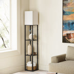 SUNMORY 63'' Floor Lamps with Shelves, Home Standing Lamp, Include 1000 Lumens Lighting Bulbs, Shelf Floor Lamp, Black Floor Lamps for Living Room, Bedroom, Lamp with Storage Dustproof, UL Certified