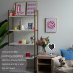 Mainstays 11.26" Tall Light Blue Plastic Frame Tabletop Heart Shaped LED Lighted Mirror with Trinket Tray