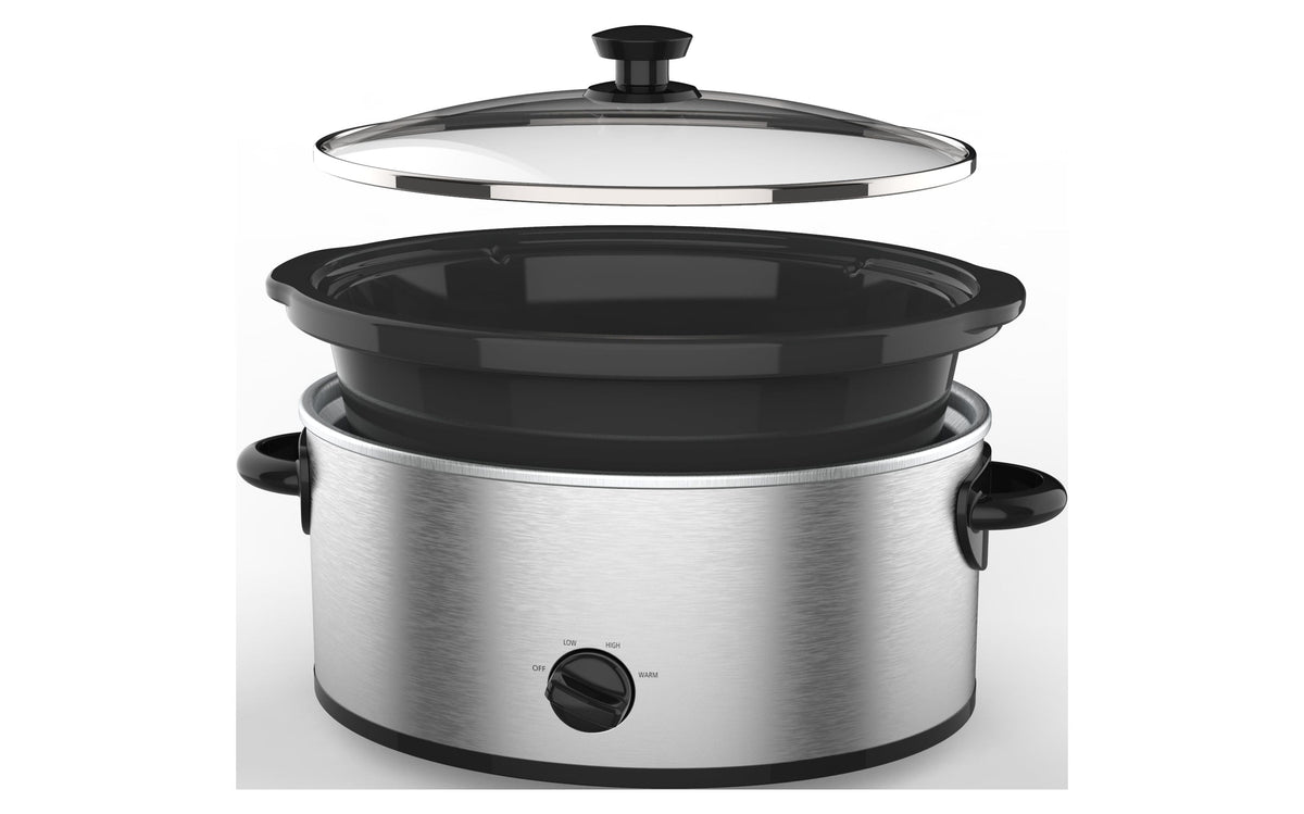 Mainstays 6 Quart Oval Slow Cooker, with Stainless Steel Finish and Glass Lid