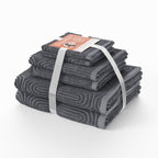 6-Piece Textured Bath Towel Set, Soft 100% Cotton, Smokey Blue