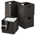 10.5x10.5in Hyacinth Storage Baskets, Set of 5 Multipurpose Collapsible Organizers - Natural
