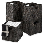 10.5x10.5in Hyacinth Storage Baskets, Set of 5 Multipurpose Collapsible Organizers - Natural