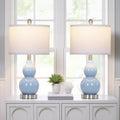 Cinkeda Double Gourd Ceramic Table Lamps Set of 2 for Bedroom Living Room 22" Modern White Gold...