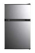 Mainstays 3.2 Cu Ft 2-Door Compact Refrigerator with Freezer, Stainless Steel, Mini Fridge for Dorm, Apartment & Office