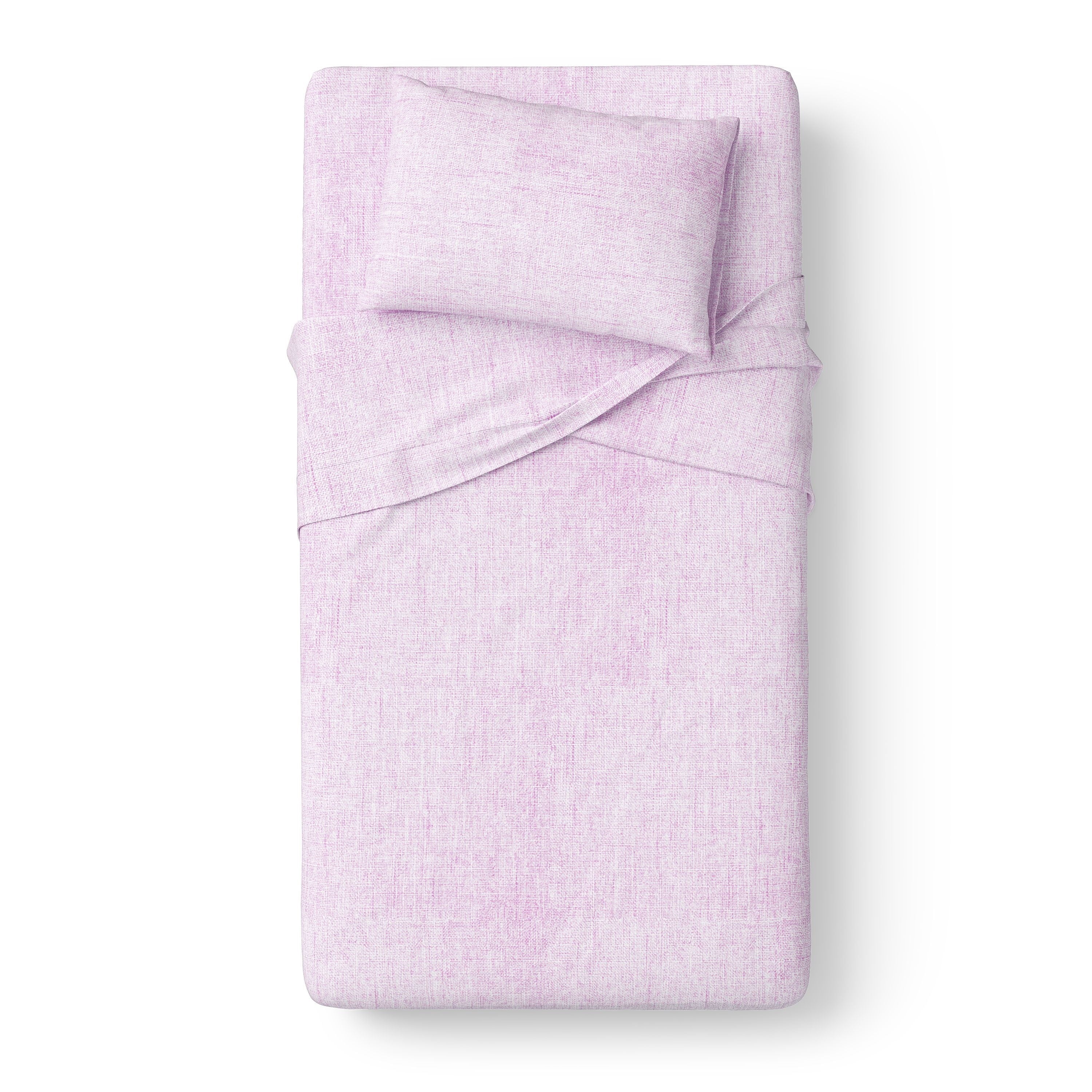Kids 100% Cotton Percale Bed Sheet Set, Full, Light Pink, 4 Pieces
