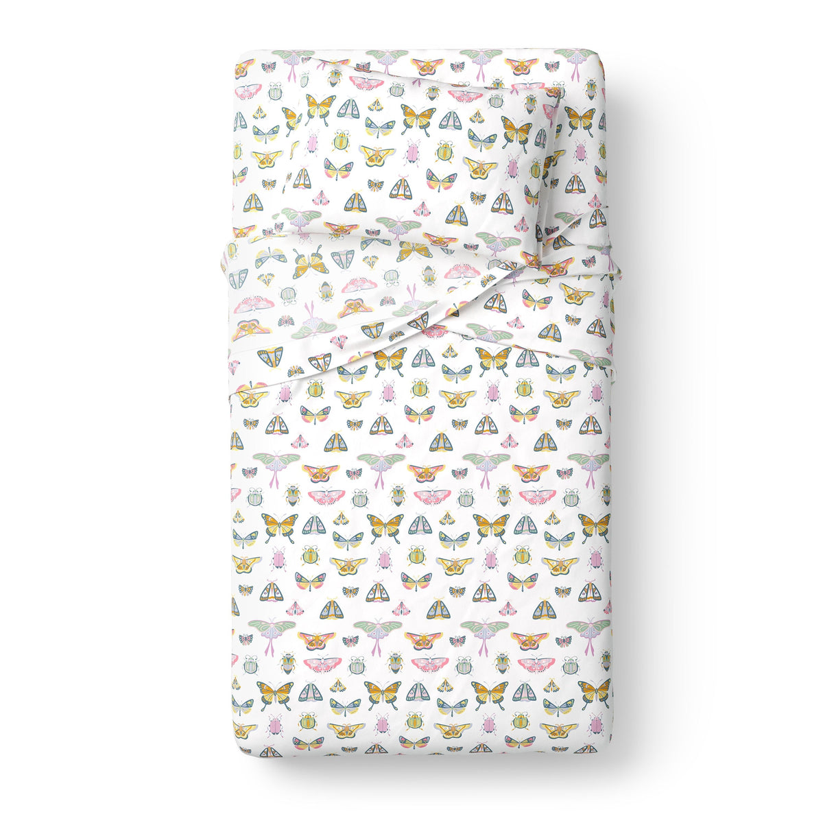 Kids 100% Cotton Percale Bed Sheet Set, Full, Light Pink, 4 Pieces