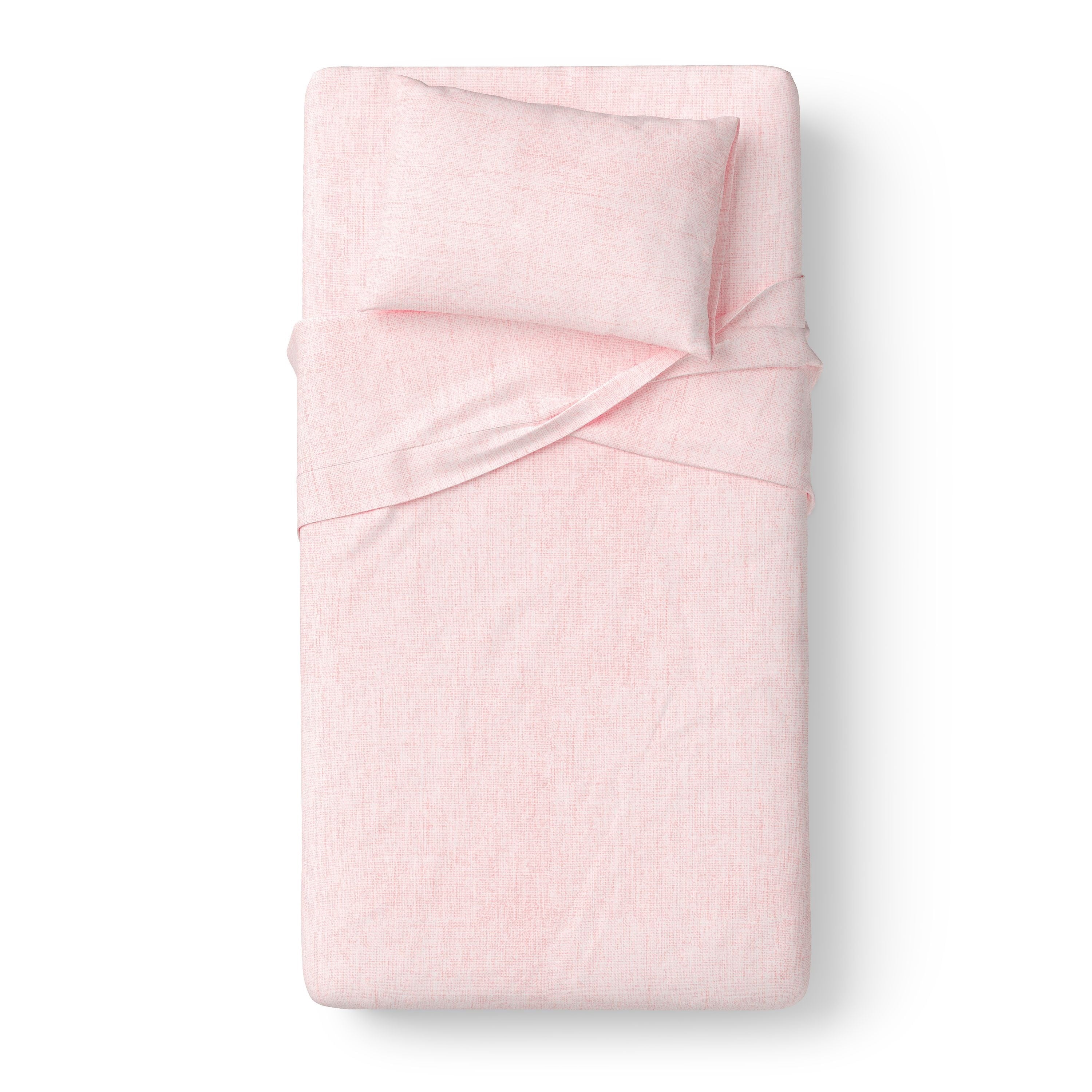 Kids 100% Cotton Percale Bed Sheet Set, Full, Light Pink, 4 Pieces