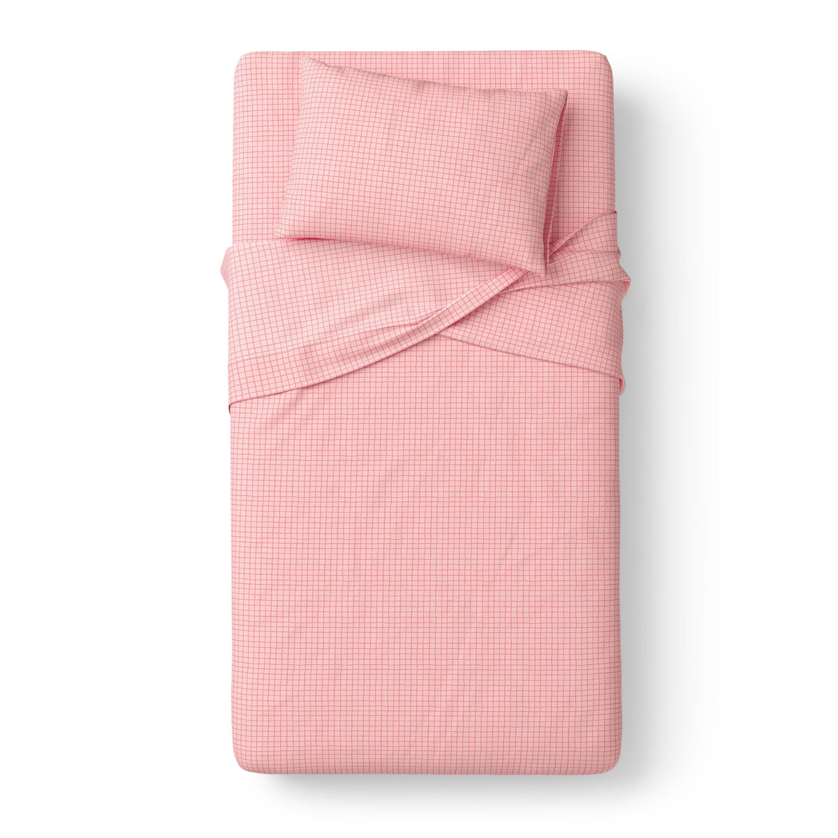 Kids 100% Cotton Percale Bed Sheet Set, Full, Light Pink, 4 Pieces