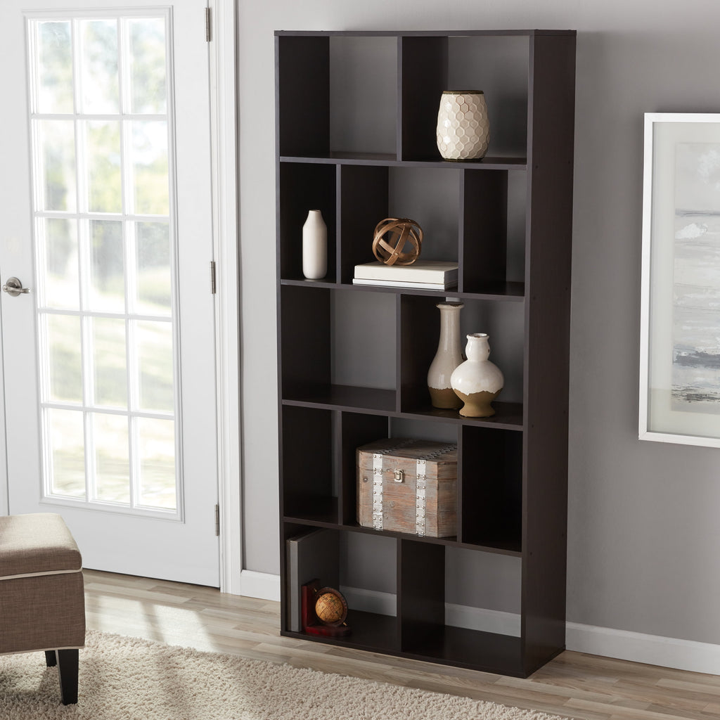 Modern 12-Cube Square Shelf Bookcase, White