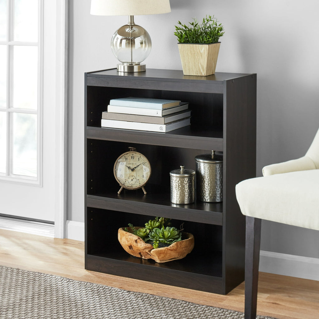 Framed 3-Shelf Bookcase with Adjustable Shelves, White