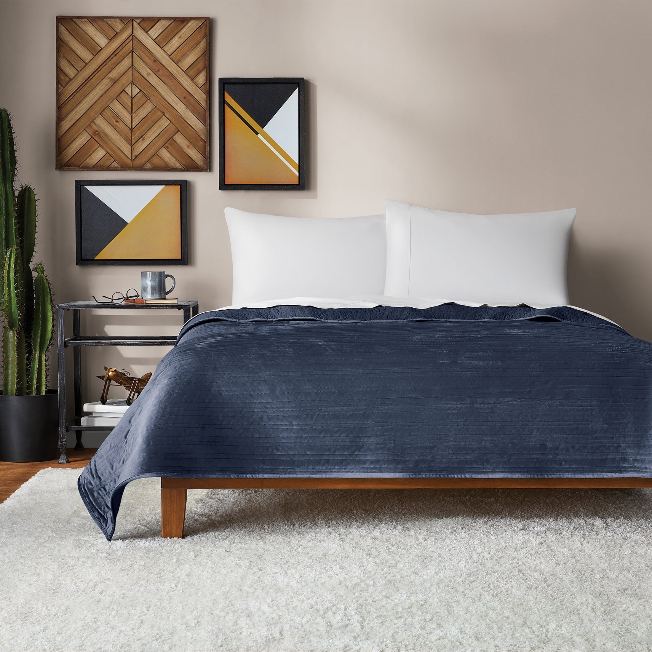 Soft Velvet Quilt, Full/Queen, Rich Black, Soft & Cozy Bedding