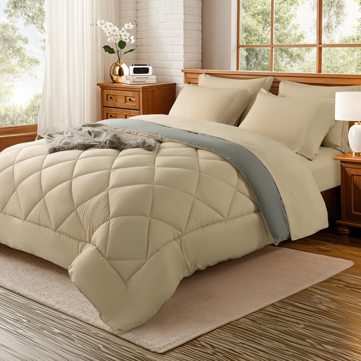 Kate Queen Comforter Set Sage Green, Bed in a Bag 7 Pieces, Luxury Soft All-Season Bedding Set...