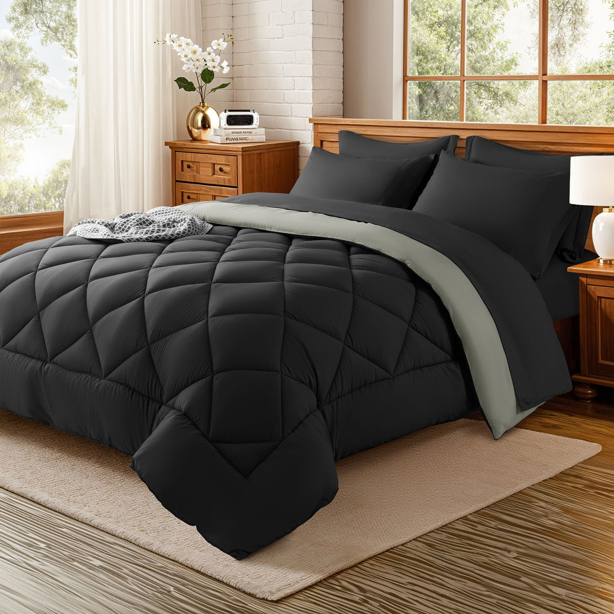 Kate Queen Comforter Set Sage Green, Bed in a Bag 7 Pieces, Luxury Soft All-Season Bedding Set...