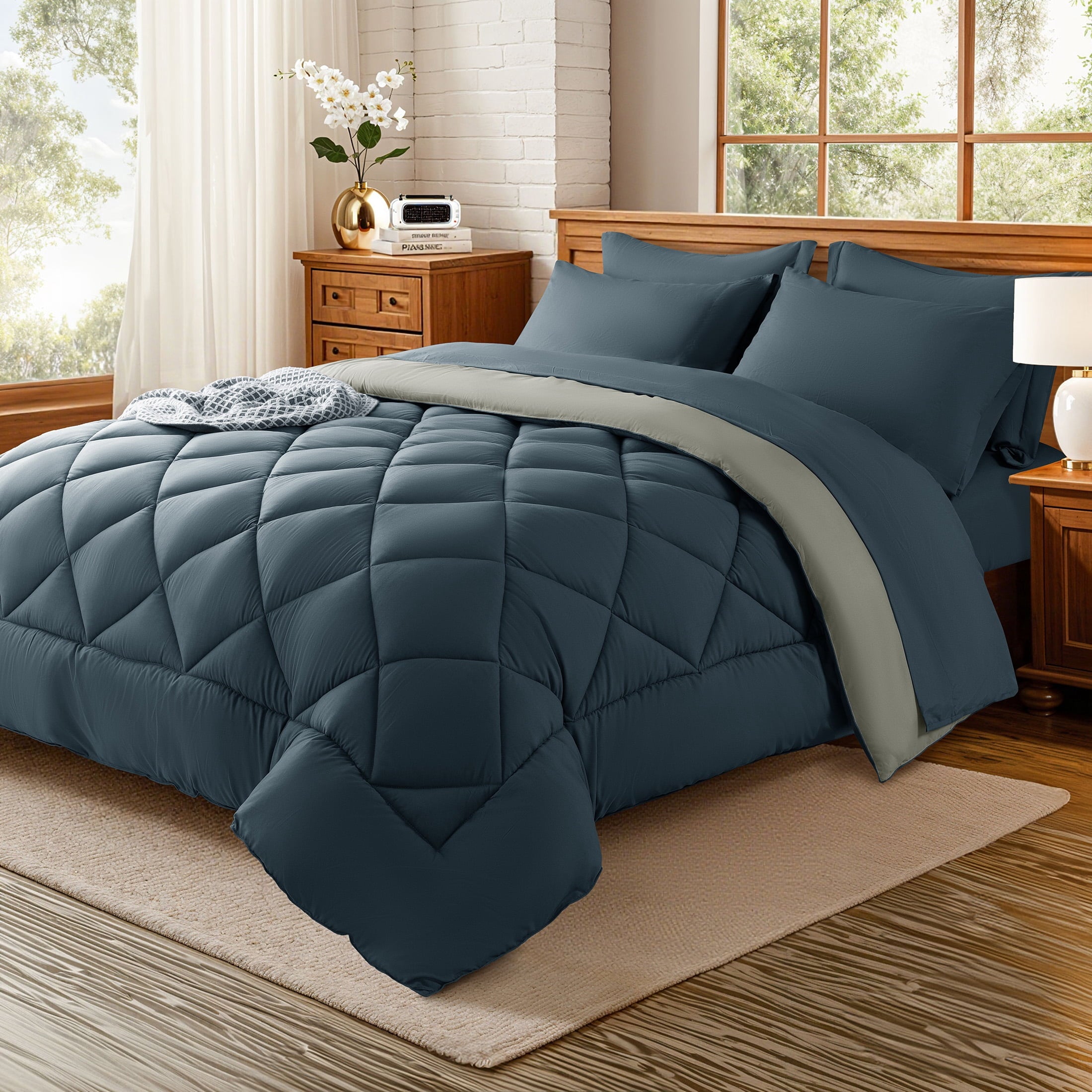 Kate Queen Comforter Set Sage Green, Bed in a Bag 7 Pieces, Luxury Soft All-Season Bedding Set...