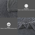 Jessy Home 3 Piece Fleece Queen Comforter Set - Soft & Warm Fluffy Dark Gray Sherpa Bedding , Fuzzy Heavy Double Sided Design Winter Comforter with 2 Pillow Cases