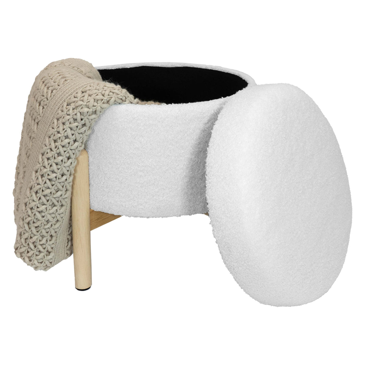Mainstays Modern Dowel Ottoman, Cream Boucle