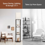 SUNMORY 63'' Floor Lamps with Shelves, Home Standing Lamp, Include 1000 Lumens Lighting Bulbs, Shelf Floor Lamp, Black Floor Lamps for Living Room, Bedroom, Lamp with Storage Dustproof, UL Certified