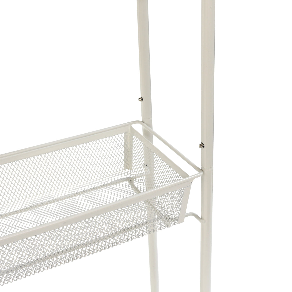 Mainstays Slim 3-Tier Rolling Bathroom Storage Cart with Hooks in White Finish
